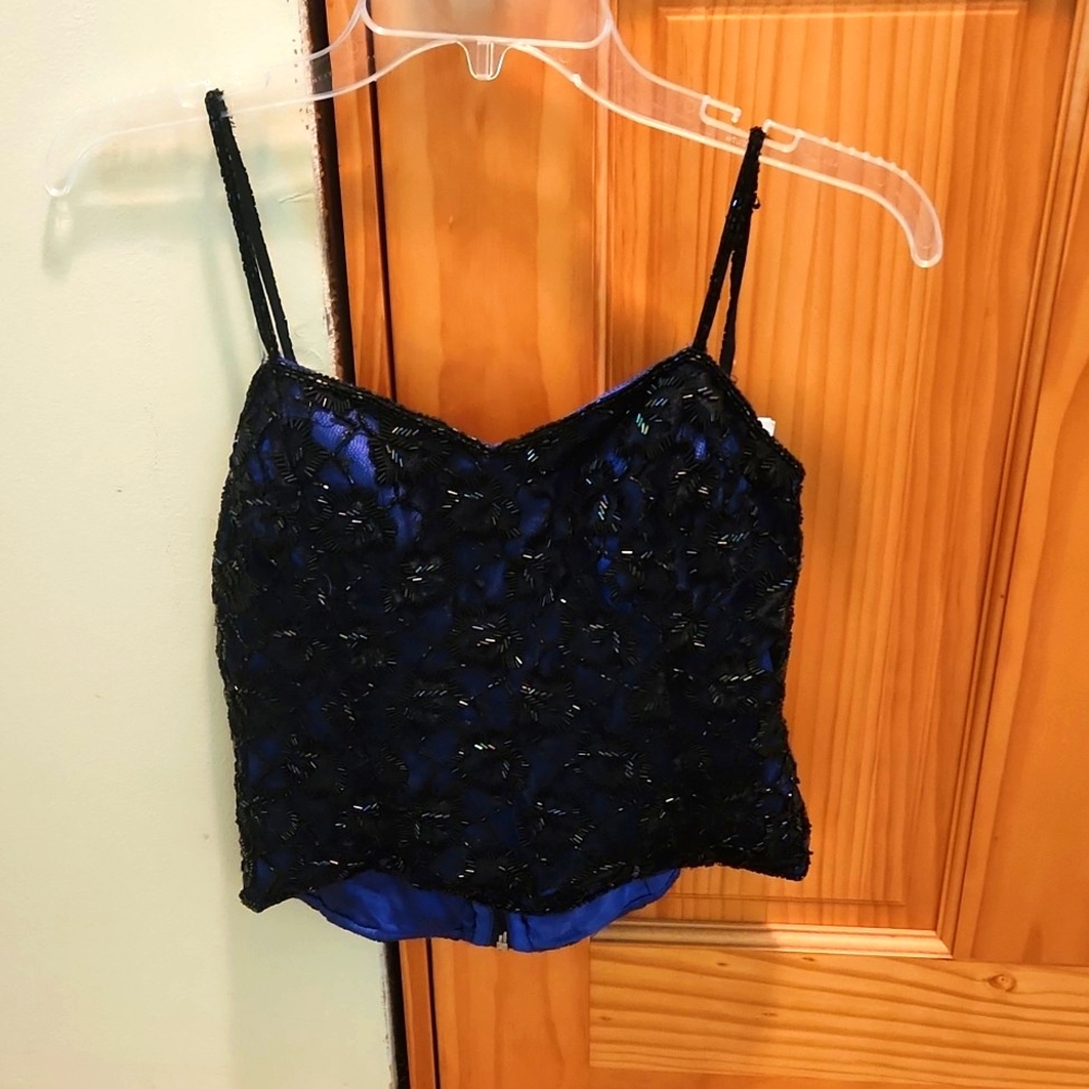 NWT women's beaded bustier/corset Top blue size Med